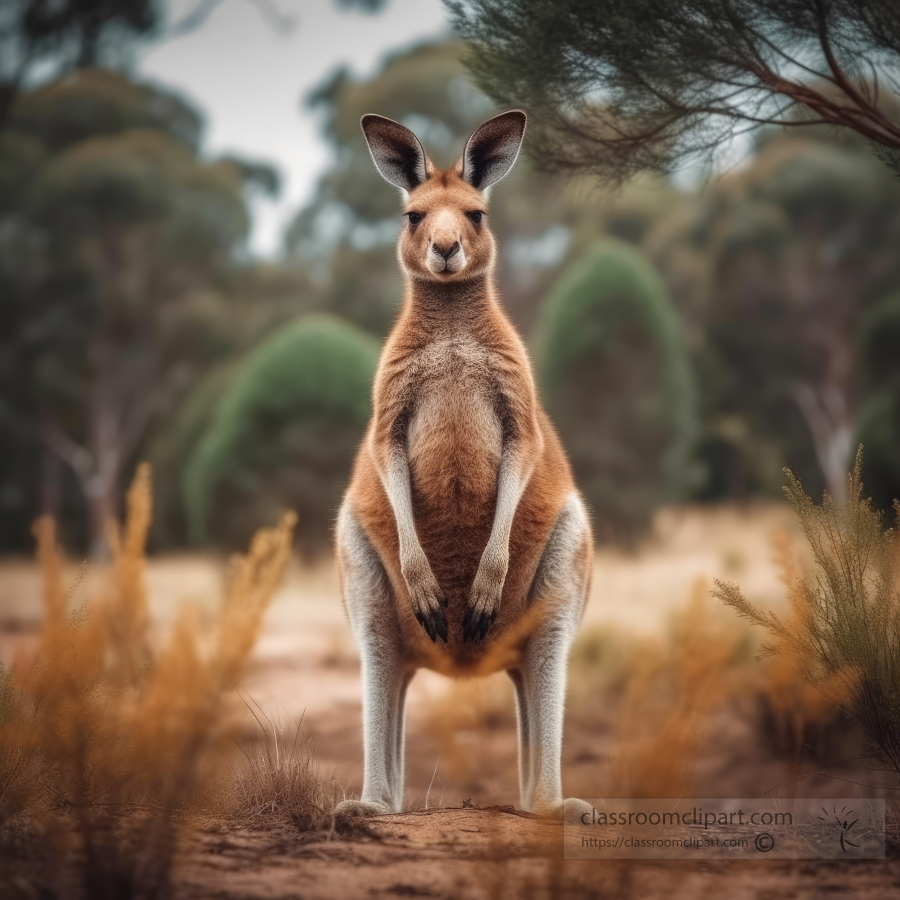 kangaroo standing in natural habitat in australia