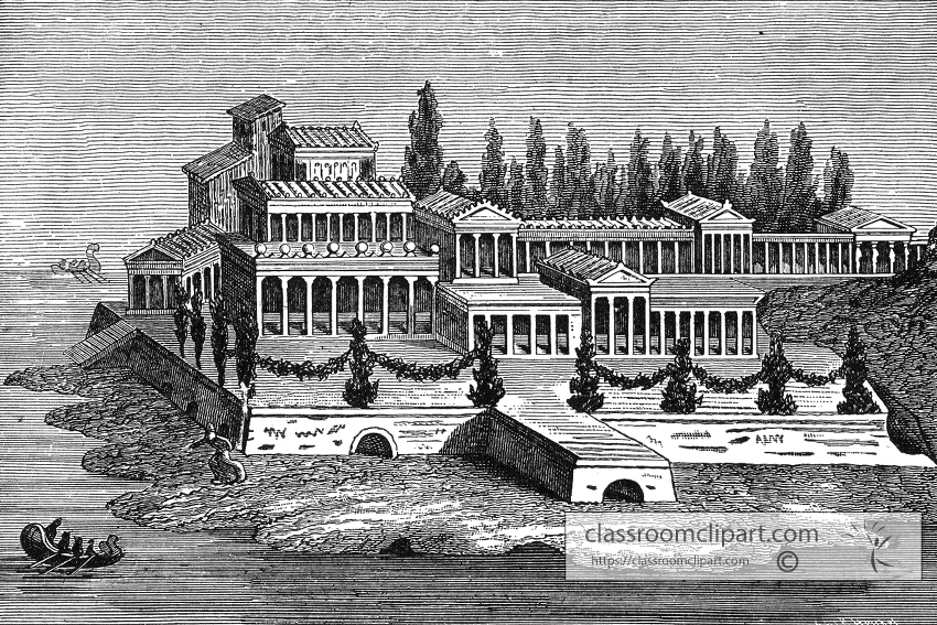 Roman Villa Historical Illustration