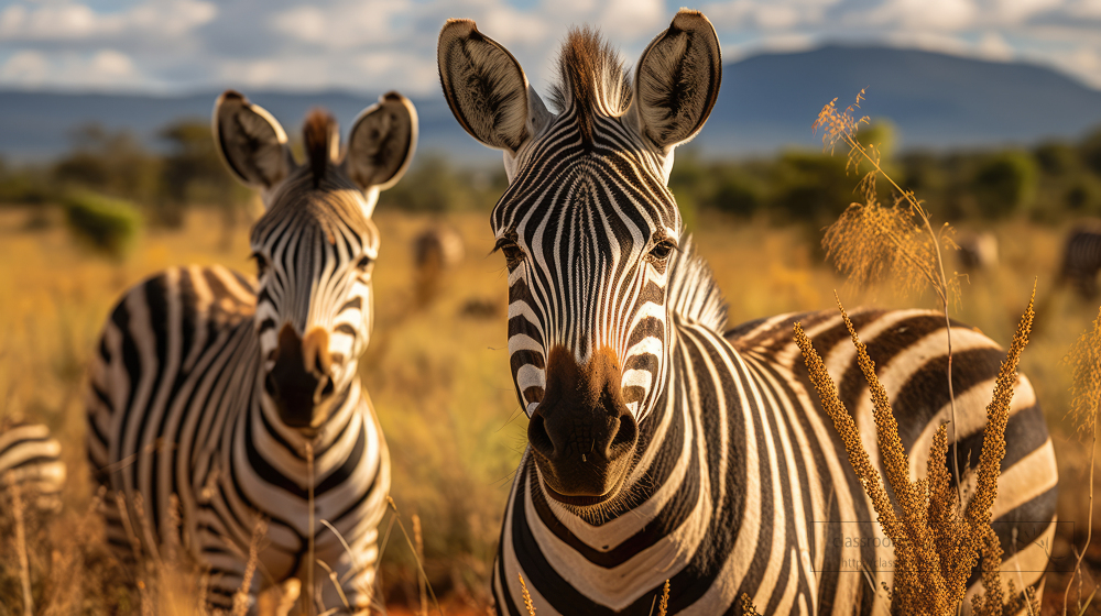 two zebra on the african savanna