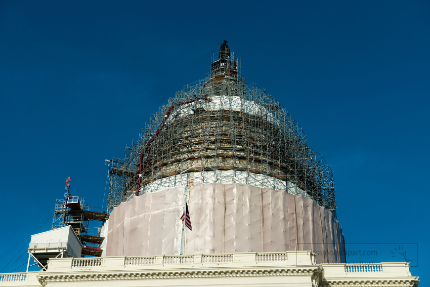 US Capitol dome detail with scaffolding