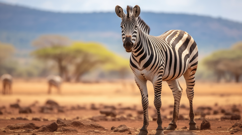 zebra standing on dry dirt in the scrublands of africa
