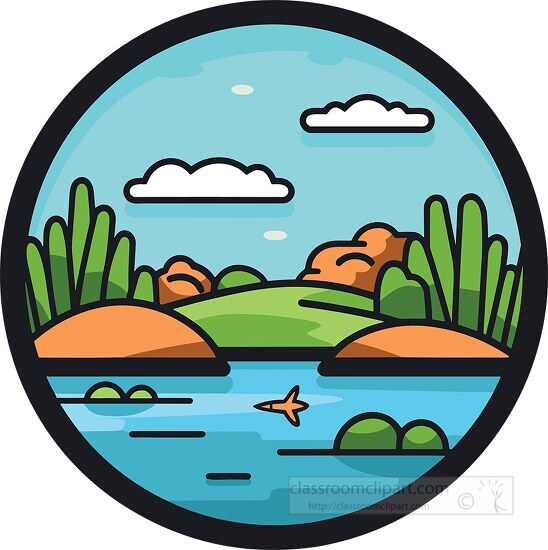 pond cartoon icon style clipart