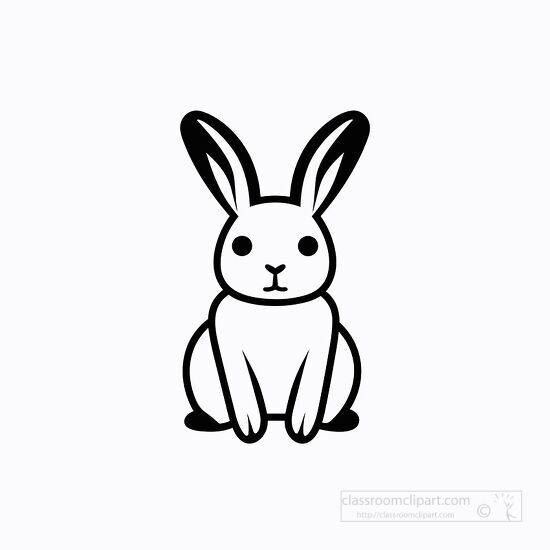 rabbit icon black outline clip art