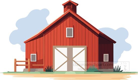 red barn with big white doors clip art