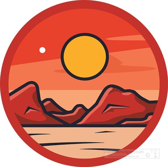 red surface of mars icon clip art