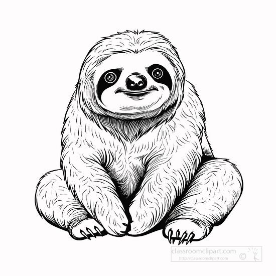 sloth resting black outline clip art