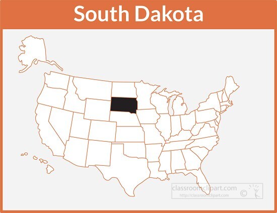 south dakota map square color outline clipart