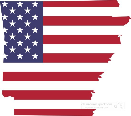 Free arkansas state map with american flag Classroom Clipart