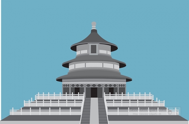 temple of heaven ancient china gray color clipart