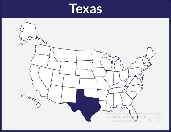 texas map square color outline clipart