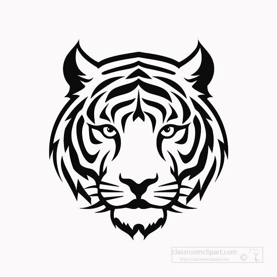 tiger face black outline clip art