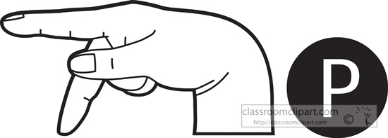 American Sign Language : sign-language-letter-p-outline : Classroom Clipart