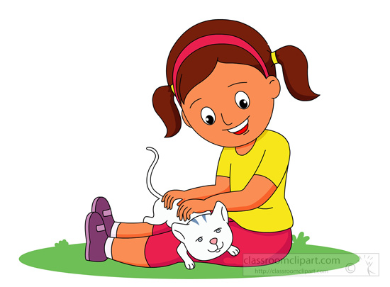 clipart girl with cat - photo #12