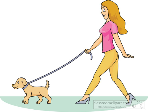 clipart girl walking dog - photo #5