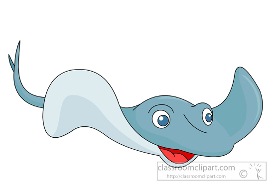 Marine Life Clipart : stingray-cartoon-style-clipart : Classroom Clipart