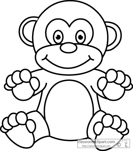 monkey clipart black and white free - photo #48