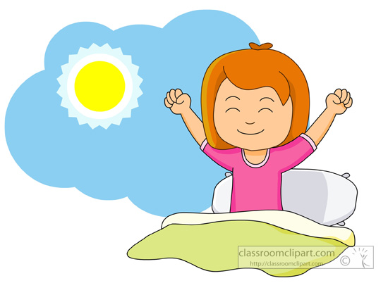 ... : girl-waking-up-and-stretching-in-the-morning : Classroom Clipart