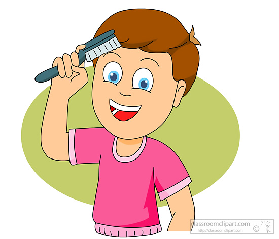 health-child-combing-his-hair-classroom-clipart