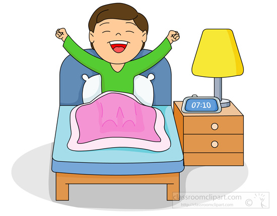 Get Up In The Morning Clipart Boy in bed waking up in