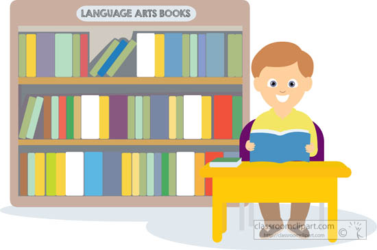 Language Arts Student Sitting At Desk In Library With Language Arts