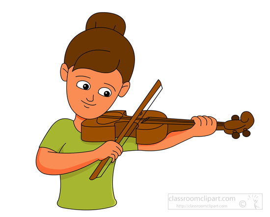 Musical Instruments Girl Playing Her Violin Classroom Clipart