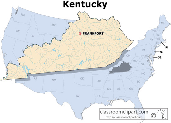 Kentucky : kentucky_state_map : Classroom Clipart