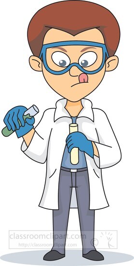 Free puzzled scientist holding test tube performing experiment clipar ...