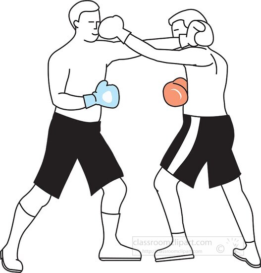 two men boxing black with color clipart - Classroom Clipart