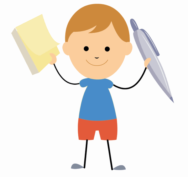 kid with pencil clipart