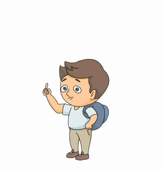 confused young student with question animation.
