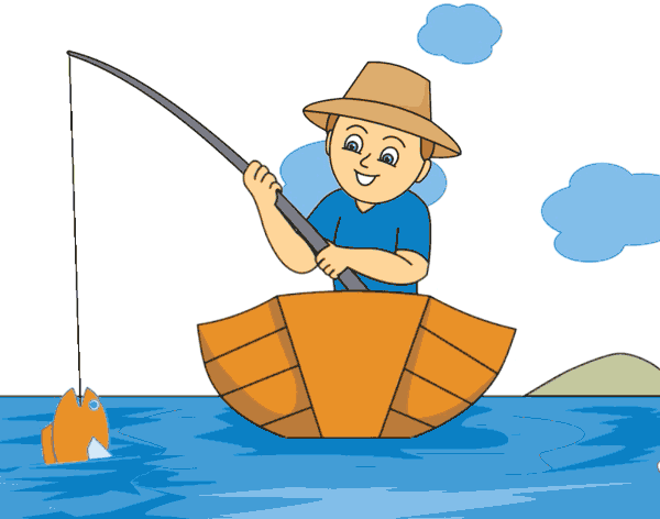 Sports Animated Clipart-boy on boat fishing animated clipart