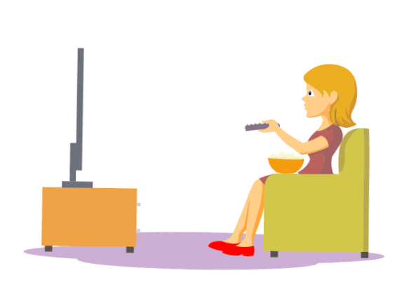 girl watching tv cartoon