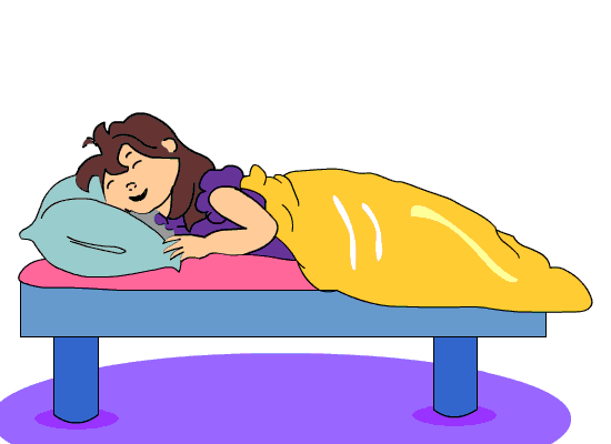 animated people sleeping in bed
