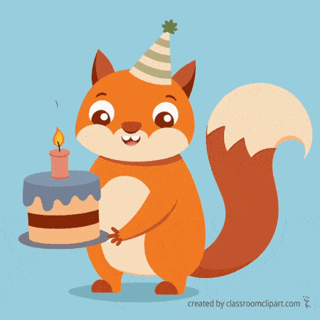 birthday squirrel holding cake animation