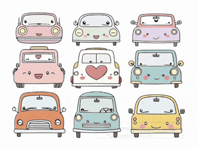 animated kawaii cute cartoon car faces