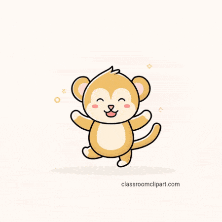 Animated happy dancing monkey cartoon illustration
