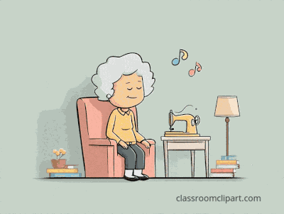 grandmother sewing machine animated gif