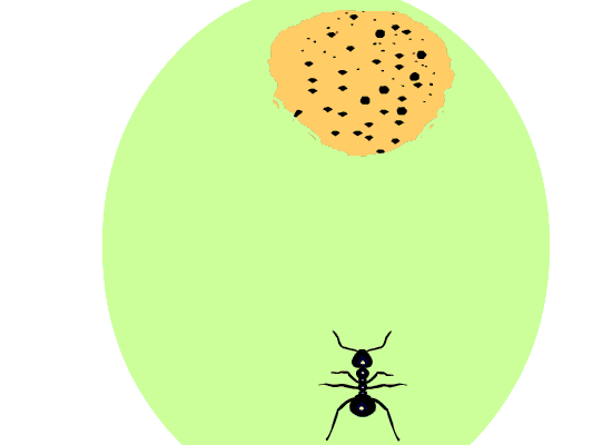 ant moving toward food
