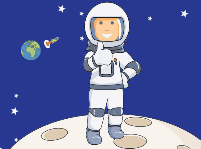 astronaut on the moon animated clipart
