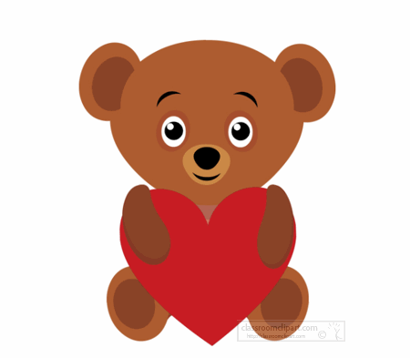 bear holding valentines day heart animated clipart