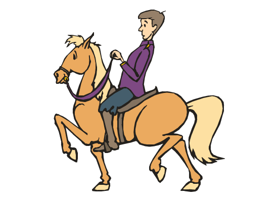 cartoon style man riding a horse animated gif