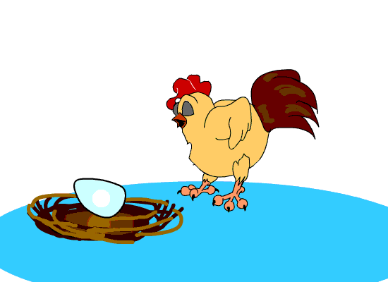 chicken watching an egg hatching cartoon