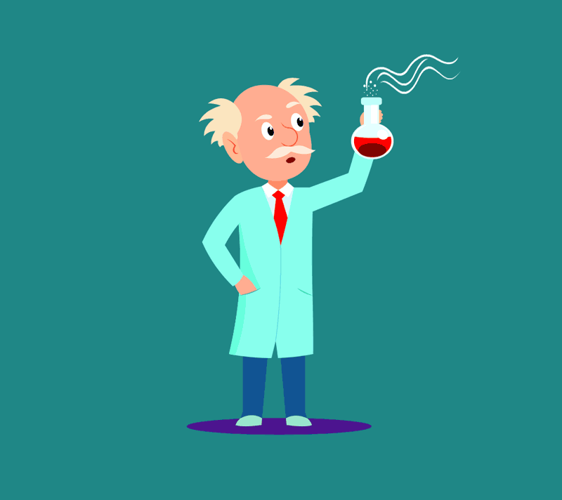 lab scientist holding flask animated clipart