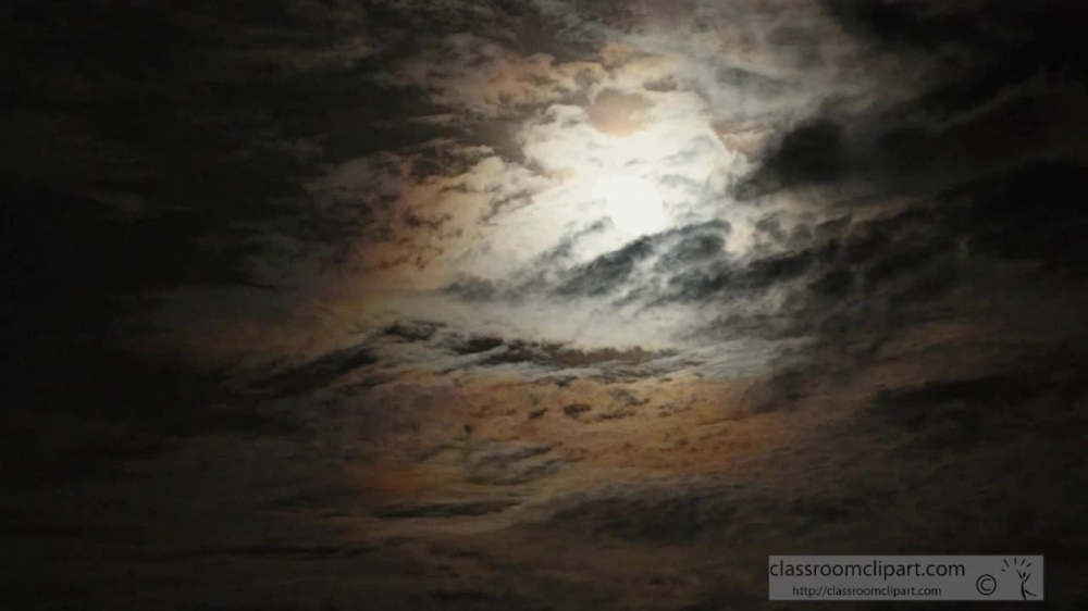 clouds moving across full moon