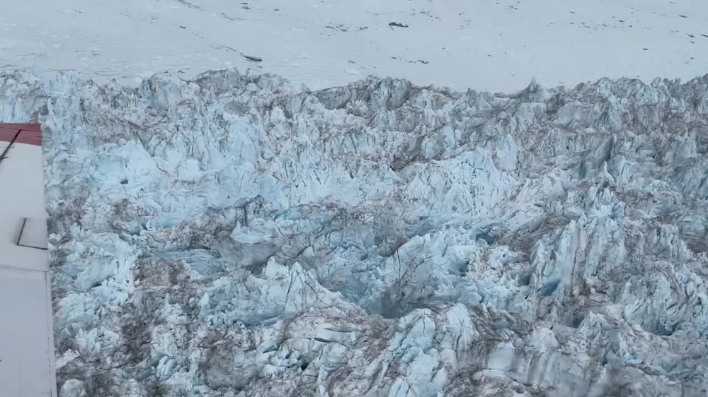 flyover of greenlands glaciers and ice