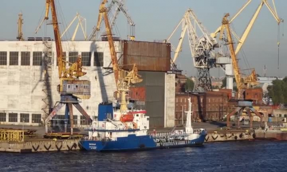 Ships in harbor st petersburg russia video