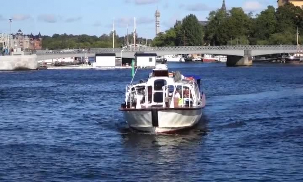 tourist siteseeing boat stockholm sweden video