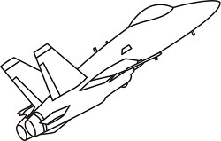 129 aircraft black white outline clipart