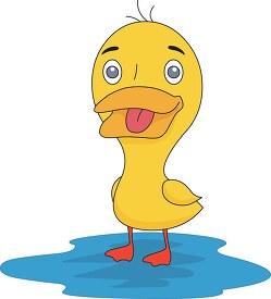 a cute duck standing puddle water clipart