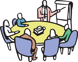 a group of business people sitting around a table during meeting